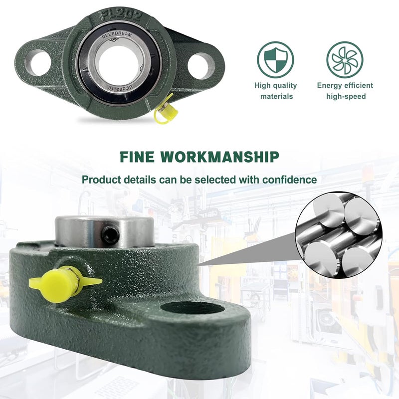 DEEPDREAM 2 Pcs of UCFL202-10 Pillow Block Bearing 5/8 inch Bore, 2 Bolt Flange Mounted, Self Alignment - Image 4
